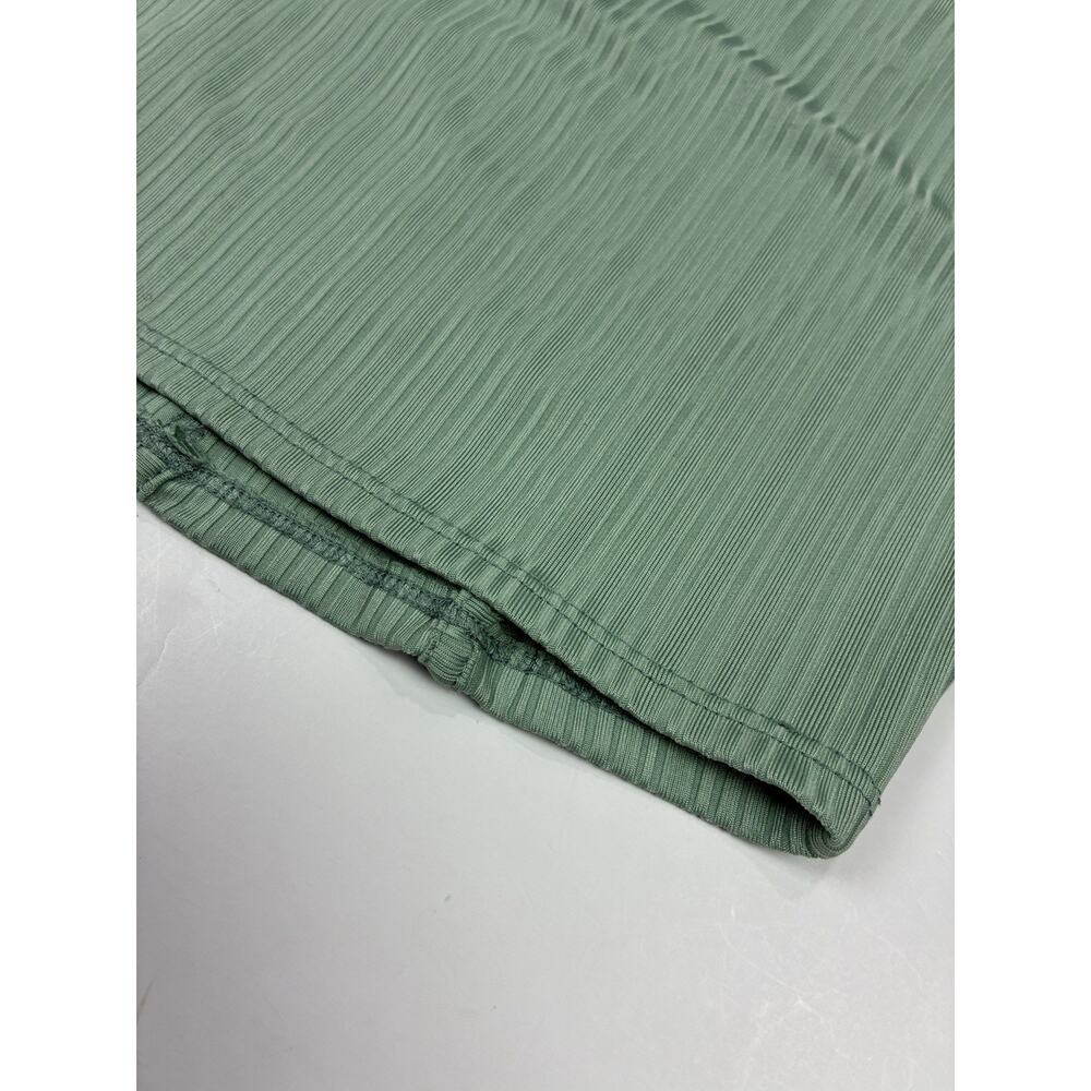 Love J Ribbed Cutout Crop Top Y2K Fitted Corset Club Tee Size M Green - Picture 7 of 8
